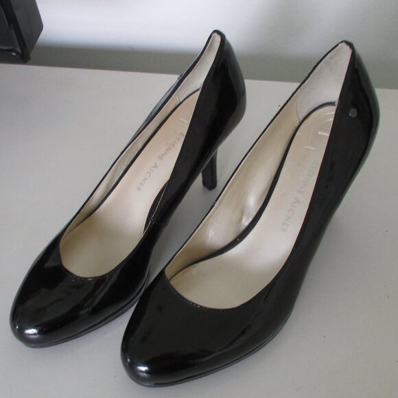 Etienne Aigner "Drew" Womens Faux Black Patent Leather Pump w/3" Heel - Size 7W - Picture 7 of 10
